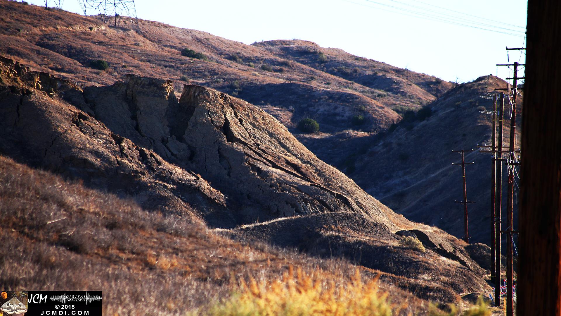 Landslide and road damage at Vasquez Canyon Road in Santa Clarita, CA filmed 11-23-2015